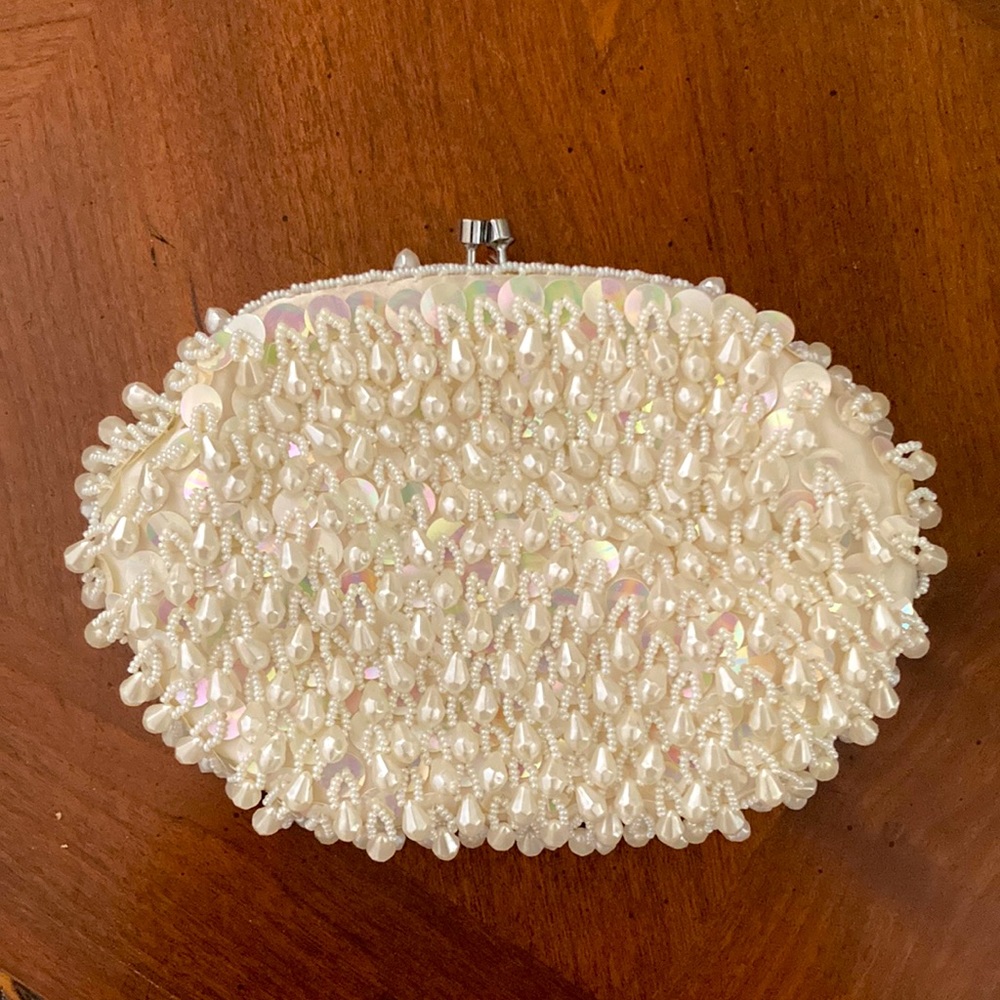 Vintage 60s Convertible Beaded Bag | Off White | OS